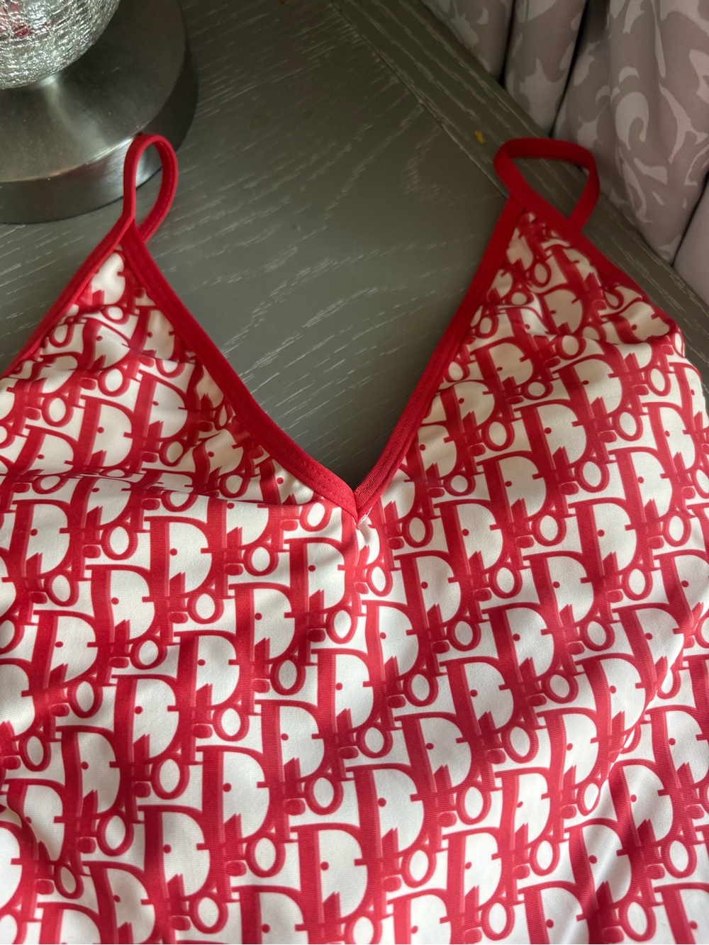 FASHION Red and White Logo-Print One-Piece Swimsuit - Picture 4 of 8